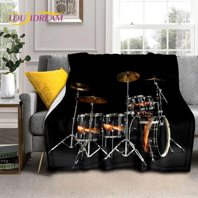 Drum Kit Music Instruments Drum Set Blanket,Soft Throw Blanket for Home Bedroom Bed Sofa Picnic Travel Office Cover Blanket Kid