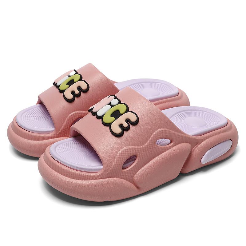 Thick-bottomed one-word slippers for women to increase their height in summer, outdoor trend, home couple stepping on shit slippers for men