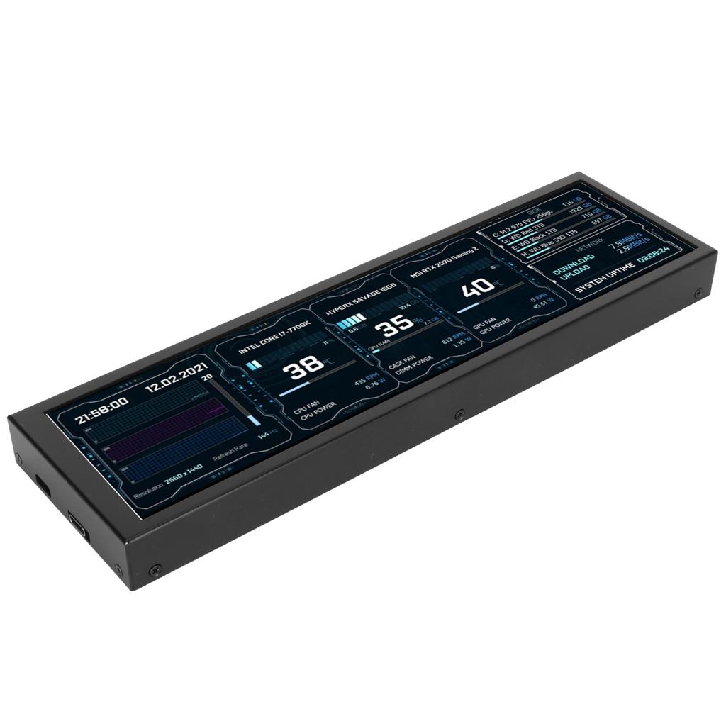 8.8in Computer Temp Monitor 1920x480 60Hz for AIDA64 CPU GPU SSD Data Temperature Monitor for