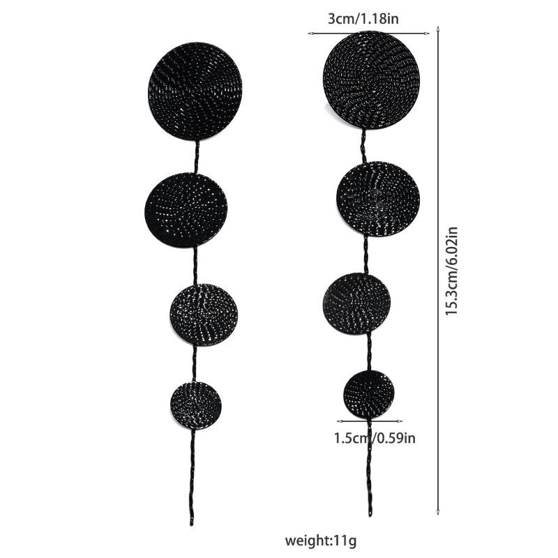 Fashion Gold Color Circular Pendant Earrings for Women Exaggerated Metal Long Tassel Round Geometric Earrings Jewelry Gifts