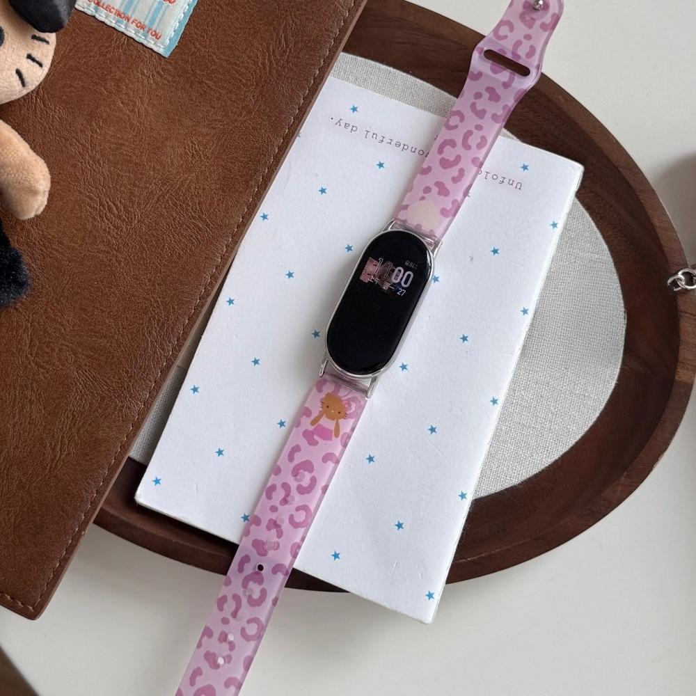 Ремешок для часов из ТПУ с леопардовым принтом и пряжкой-гвоздиком для Xiaomi Band 8/9/10 Xiaomi Band 8/9/10 розовый