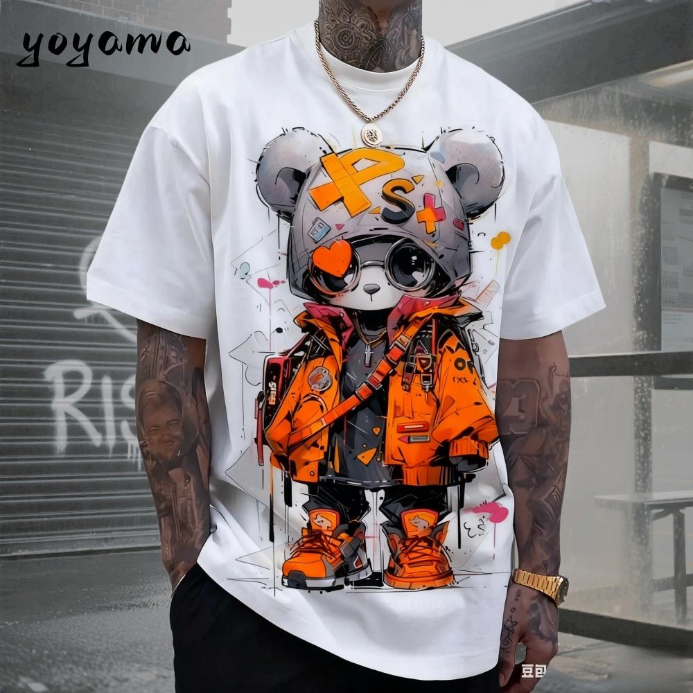 T-shirt da uomo Hip Hop con motivo Orso Stampa 3D Abbigliamento da uomo Estate Nuova Streetwear T-shirt Unisex Oversize Harajuku Abbigliamento da uomo