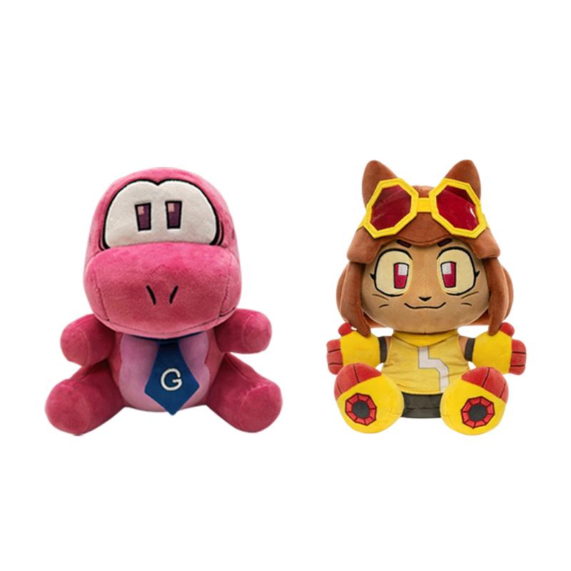 New Anime Gameoverse Plush Cute Game Completion Pink Dinosaur Grey Robot Stuffed Doll Toy Anime Merchandise Plush Toy Gifts