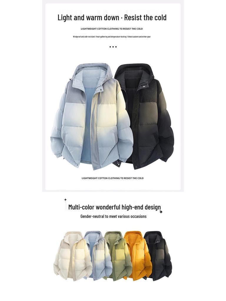 Men's 2025 Winter Corduroy Patchwork Down Jacket - Loose, Casual, Thickened, Warm, Couple Style Coat