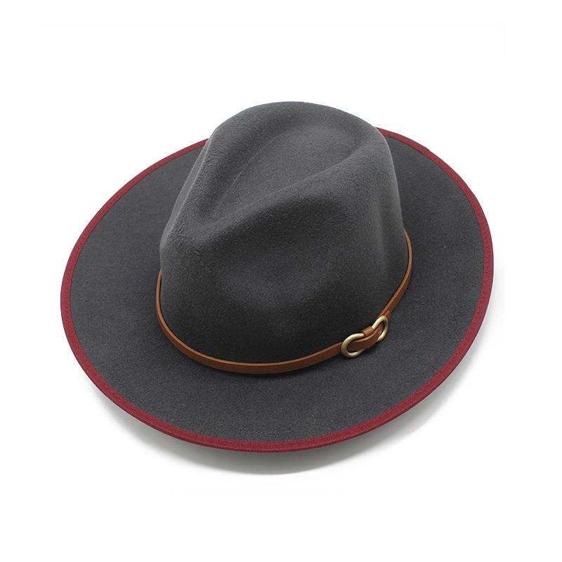 Men'S And Women'S Woolen Top Hats, Jazz Hats, Retro White Hemmed Woolen Hats, Flat Brims, Sunshade Eaves.
