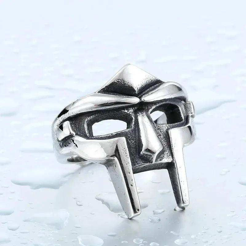 New Vintage Gladiator Egyptian 2025 Mf Doom Mask Rings for Men Pharaoh Male Ring Hip Hop Party Goth Jewelry Gift Accessories