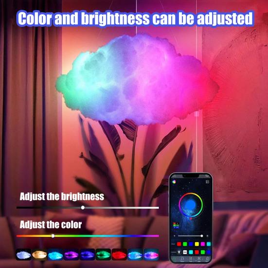 LED Cloud Light DIY 3D Thundercloud Ceiling Lamp with Music-Synchronized Lighting Remote Control Adjustable Modes Bedroom Game Room Decor