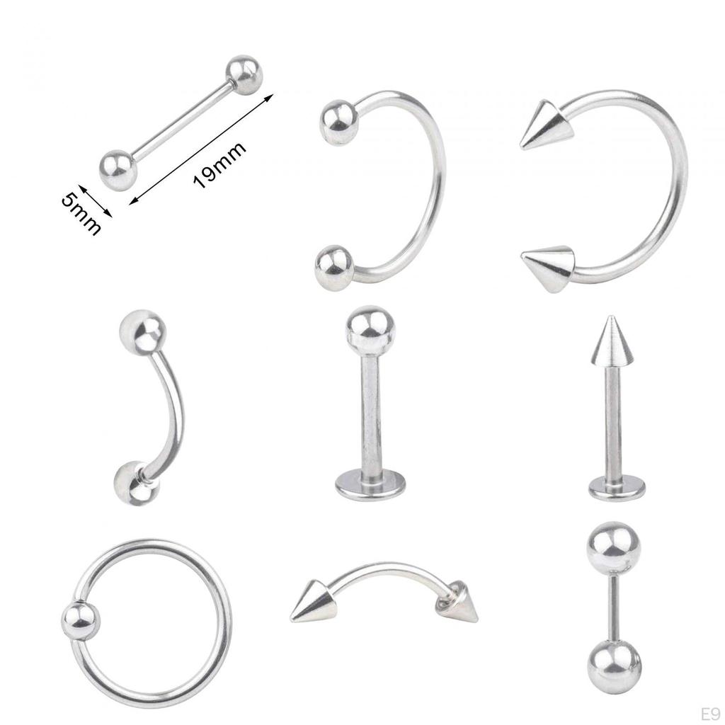 9 Pieces Belly Button Rings Dangle, Dangle with Long Bar Navel Piercing Body