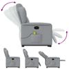 Massage Recliner with Rising Assistance Light Grey Fabric