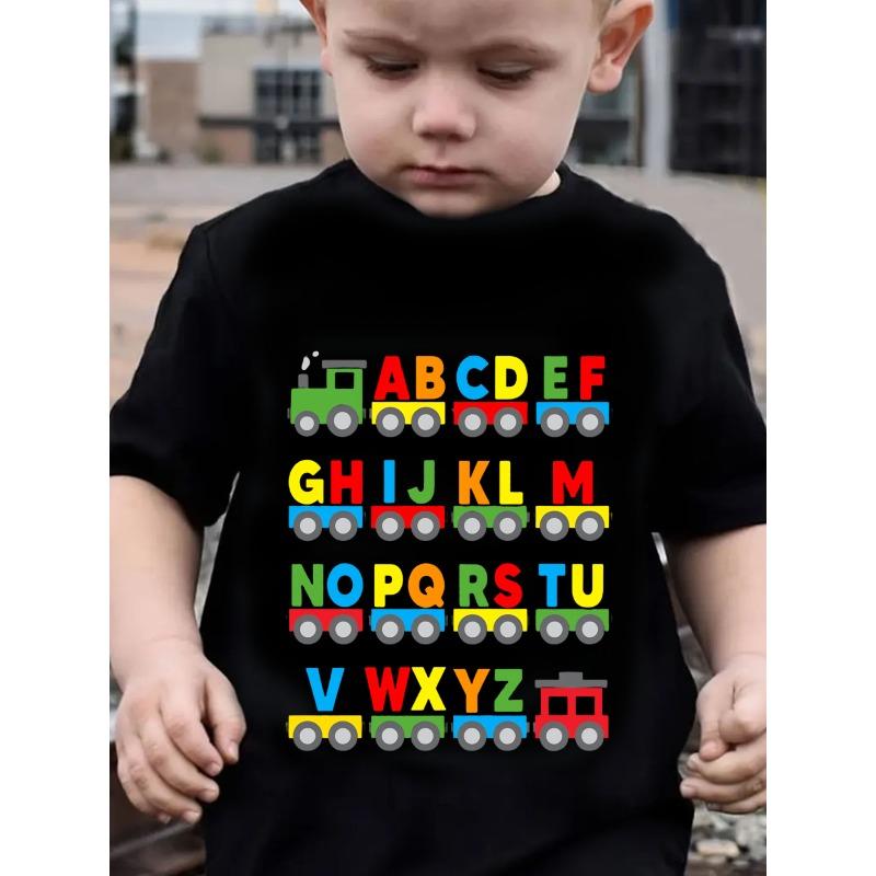 Boys New Short Sleeve Round Neck Short Sleeve Trendy Casual Individual Clothing Fashion Versatile T-Shirt 110 чёрный