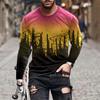 Retro Graffiti 3D-Druck Sommer Herren Rundhals-T-Shirt Lässiges Langarm-T-Shirt Übergroßer Pullover Modetrend Herrenbekleidung