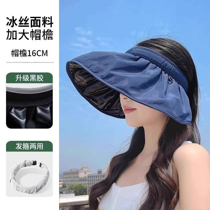 Summer vinyl sunscreen shell hat women's big eaves empty top foldable sunscreen hat fashionable versatile headband sun hat