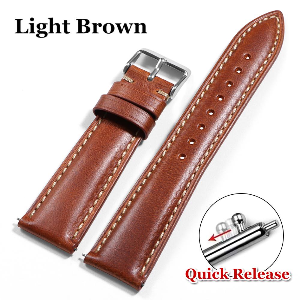 18mm 19mm 20mm 21mm 22mm for Omega Vintage Oil Wax Leather Watch Strap Brown Pin Buckle Head Layer Cowhide Watchband Accessories