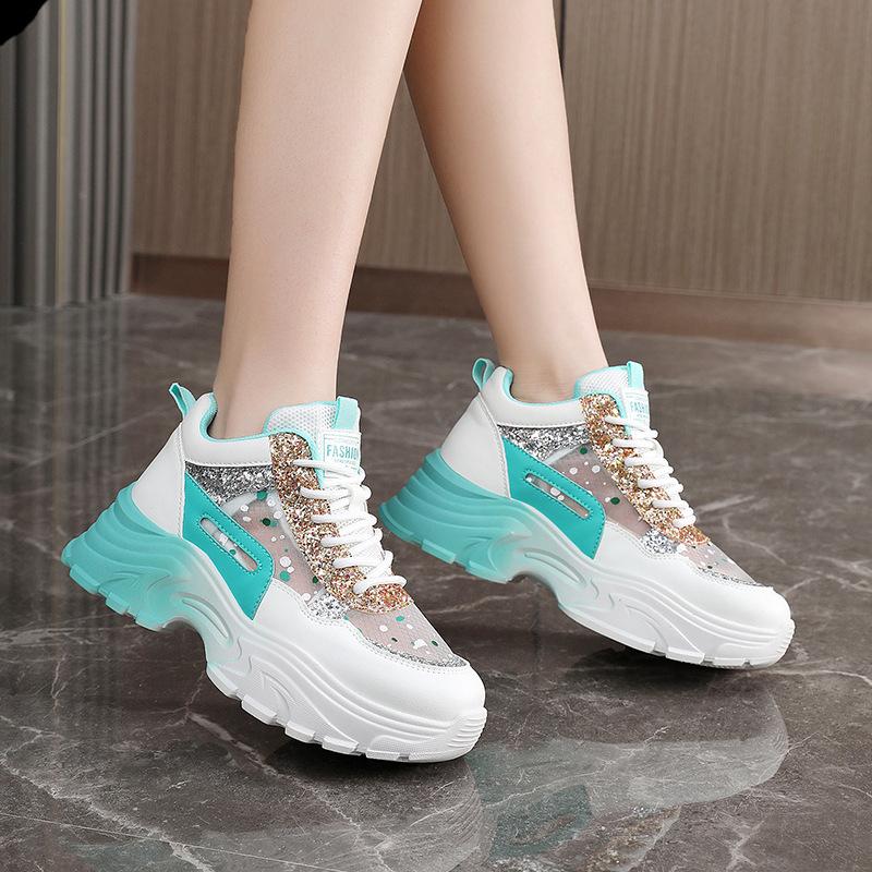 Inner Height Increase Women's Spring New Summer Mesh Casual Sports Shoes Breathable Dad Shoes Versatile