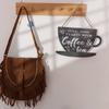 Wooden Coffee Cup Doorplate Vintage Door Pendant Crafts Wall Hanging  Background Prop