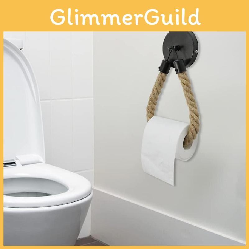 Toilet Rope Paper Holder Vintage Wall Mounted Toilet Roll Holder Hemp Metal Hook