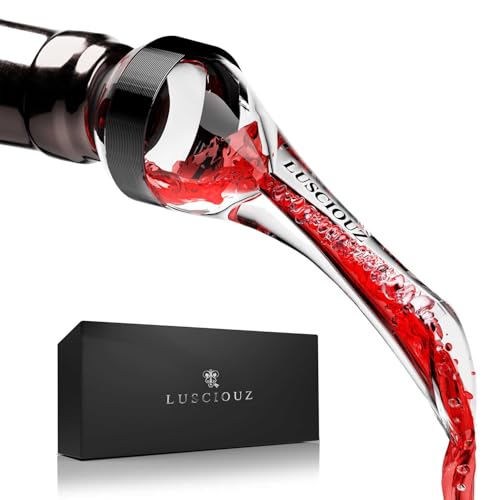 LUSCIOUZ Wine Pourer - Simply insert it into the bottle to prevent dripping and enhance the taste of your wine. Wine Aerator Decanter, Acrylic, 1 piec