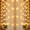 USB Christmas Star LED String Lights 5-Point Star Fairy Lights Wire Curtain Wall Hanging Decor for Room Bedroom Party Waterproof Warm White