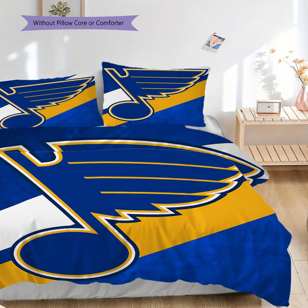 St. Louis Blues Pattern Bedding Quilt Set Quilt Cover Pillowcase Home Decoration Birthday Gift (1 * duvet cover + 2 * pillowcase, without core)