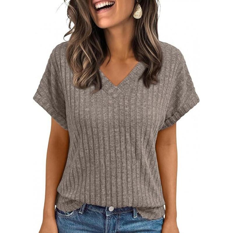 Summer Tops Women's Short Sleeve Casual V Neck Pullover T-Shirt