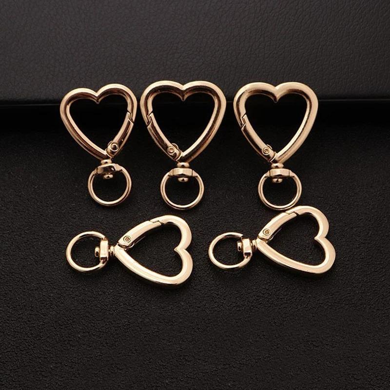 10Pcs Heart-Shaped Spring Gate Rings - Openable Keychain Clips, Fits Bags/Belts/Dog Chains, Snap Closure, Great for DIY