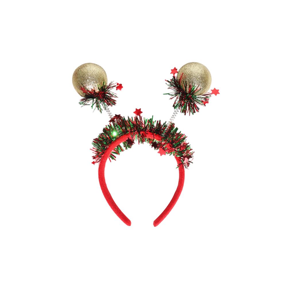 Christmas Party Headband Festive Holiday Headwear with Glitter Ball Decorations for Adults and Kids Fun Costume
