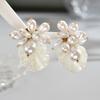 Stylish Portable Imitation Pearls Earrings Geometric Floral Design Perfect For Daily Wear And Special Occasions