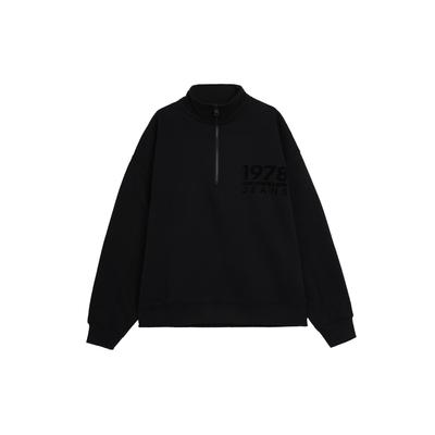 Beflockter Halbreißverschluss Pullover Sweatshirt Herren Sweatshirts Space-Black J324100