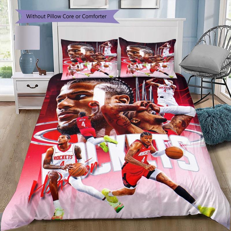 Basketball Star Player Team Collage Print 3‑Pieces Duvet Cover Set Sport Fan Bedding Bedroom Home Decor Without Pillow Core Comforter