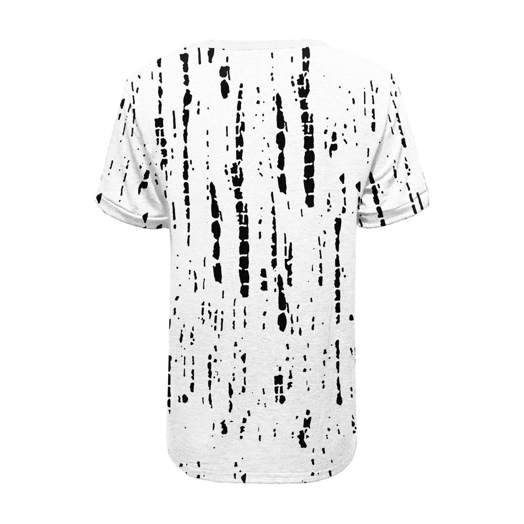 Women's Fashionable Casual Summer Striped V-neck Button Short-sleeved Top