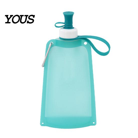 Leakproof Outdoor Flask 500ML Collapsible Silicone Water Bottle, Portable Folding Drinking Bag, Lightweight Travel Bottle Pouch with Lanyard