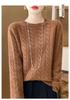2024 Autumn/Winter Women's Cable Knit Wool Sweater – Thick, Versatile, Seven-Needle Round Neck Base Layer Fashion.