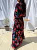 2023 Summer V-Neck Belted Print Long Dress