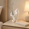 Matte Off-white Decorative Vase 3D Printed Calla Lily Ornament, Elegant Off-White Flower Holder with Stable Spiral Bionic Arrangement Base, Minimalist