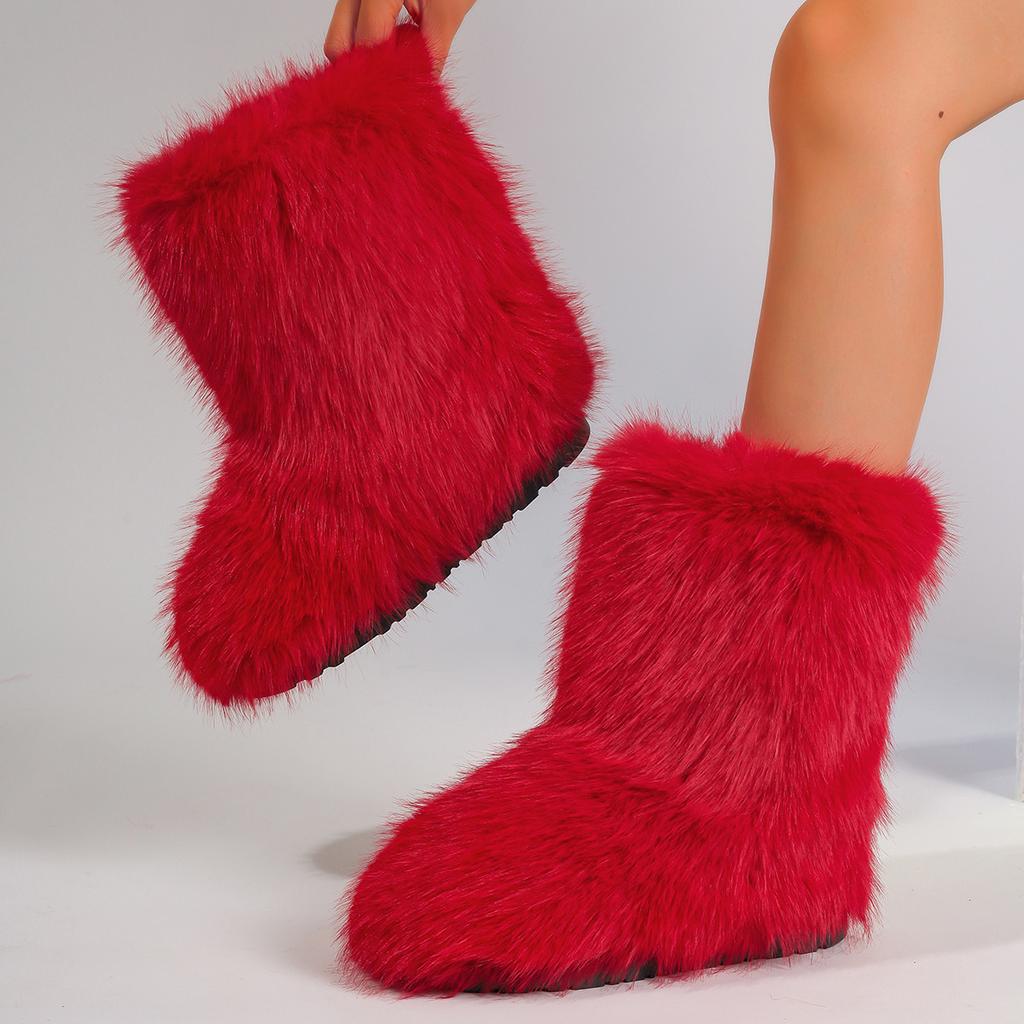 Stivali da Neve da Donna Stivali alla Caviglia con Pelliccia Sintetica di Procione Stivali Pelosi Scarpe Invernali Calde Antiscivolo da Donna Taglia Grande 42 43 44