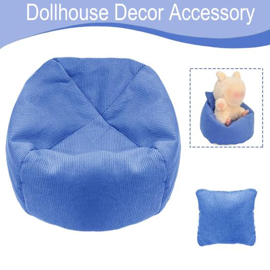 Bean Bag Chair for 17cm Dolls Handmade Corduroy Mini Sofa Pillows Cute Desktop Decoration Doll Accessory