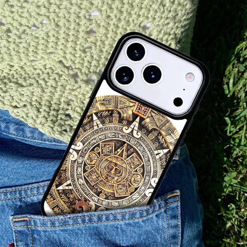 Aztec Calendar Mayan Native Stone Phone Case Cover for IPhone 11 12 13 14 15 16e 17 Pro Max Coque for IPhone 17 Air