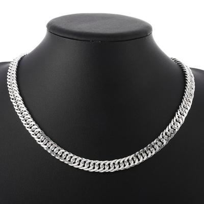 Pure 925 Silver Necklaces for Men 10mm Chain Necklace Collier 20inch Choker Fashion Male Jewelry Accessories Gifts Bijoux