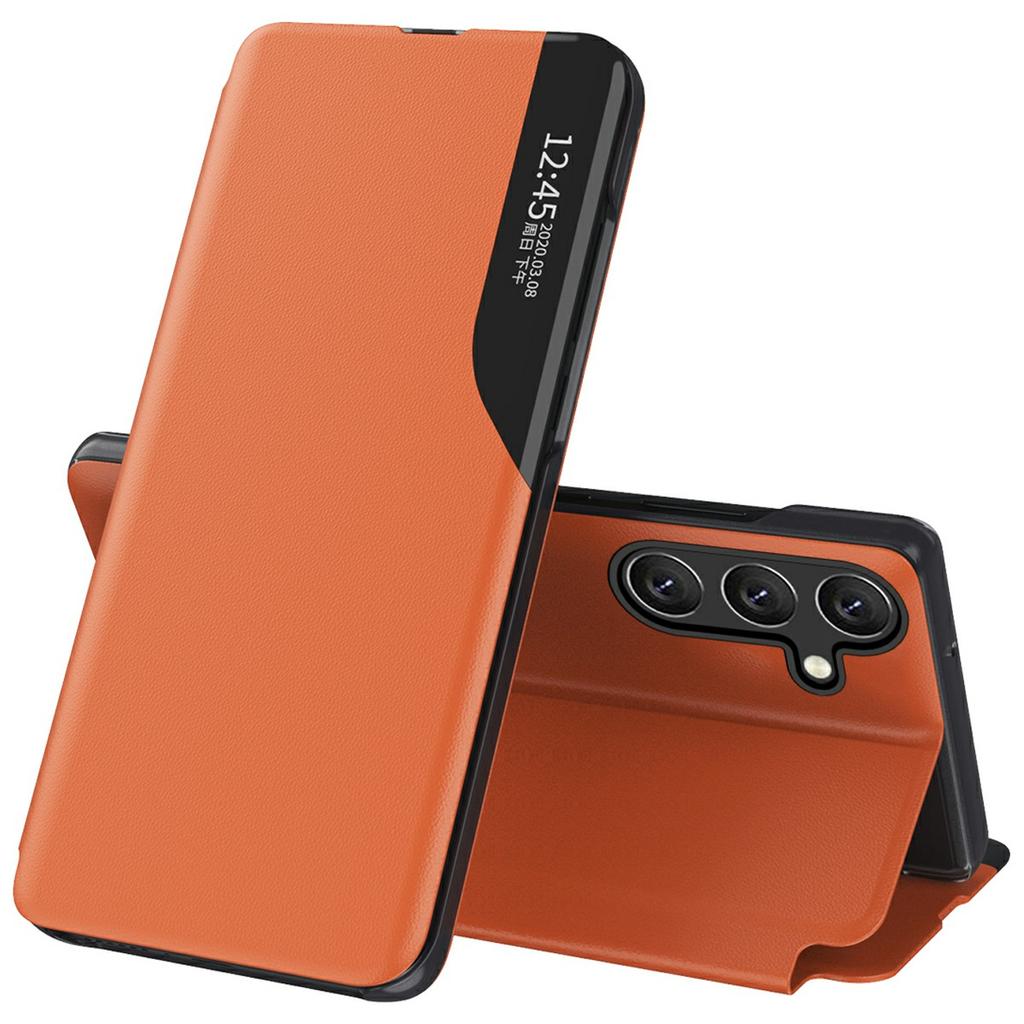 For Samsung Galaxy S25+ Case View Window PU Leather Stand Cover