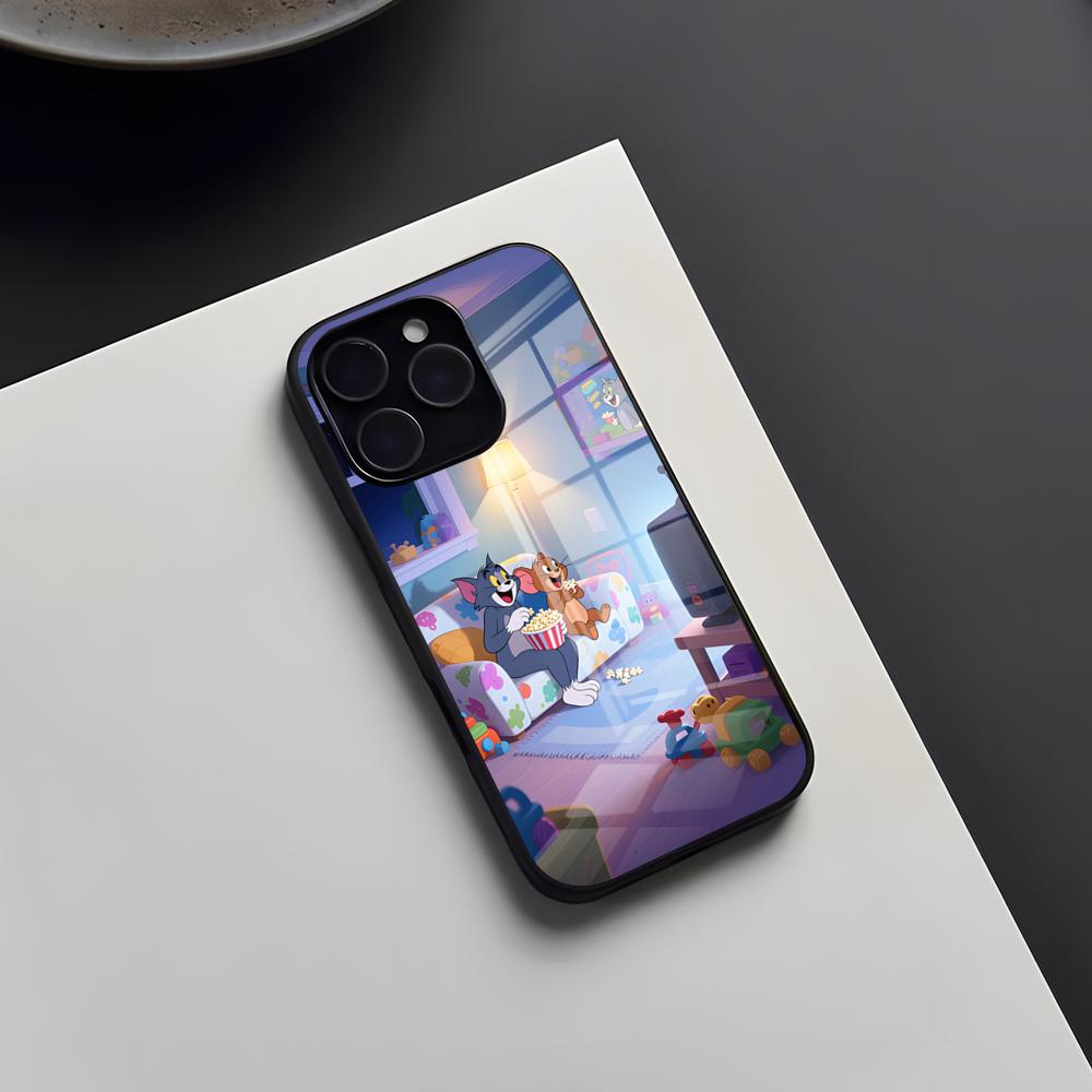 T-Tom And J-JerryES Phone Case For IPhone 17 Pro Max 16 15 14 Pro Max 13 11 X Xs Xr 8 7Plus Glass Cover
