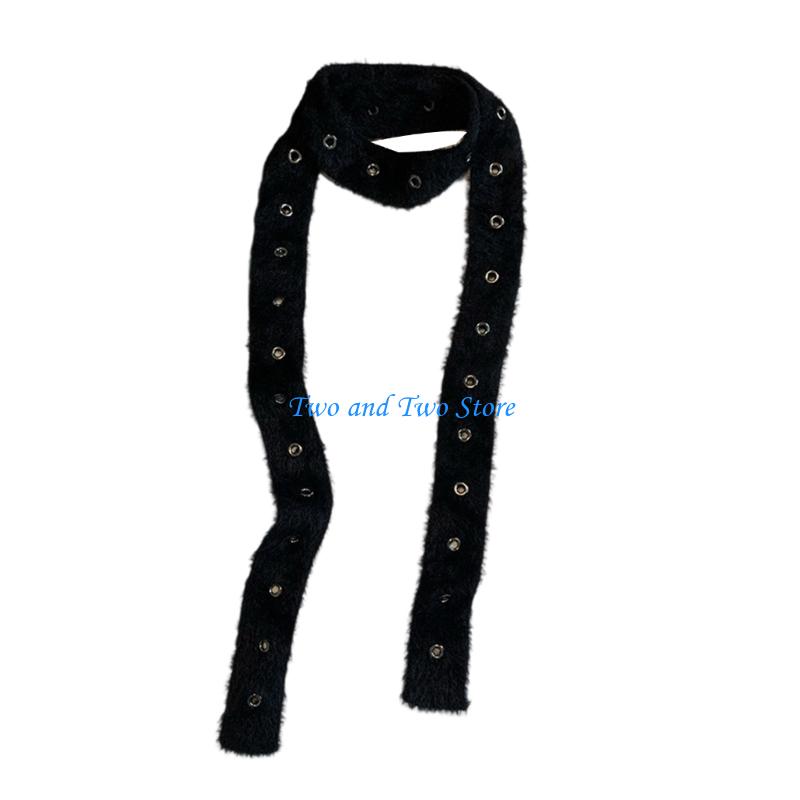 HX6F Versatiles Long Stripe Plush Scarf Hollows Crochet Light weight Winter Shawl Unisex Acrylic Blend For Daily Styling
