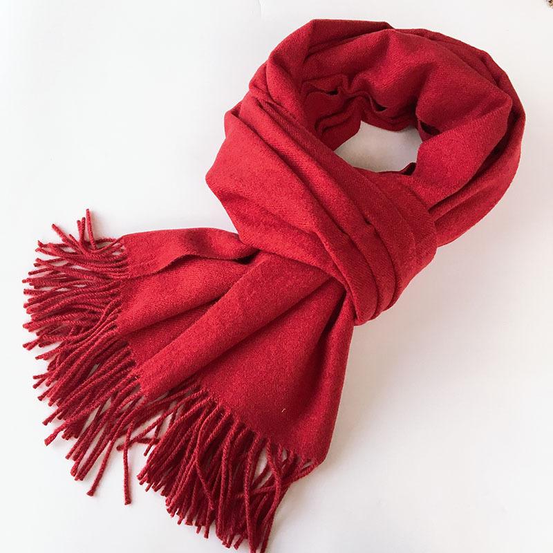 Autumn And Winter Thickened Warm Korean Version Shawl Women'S Fringed Silk Scarf Imitation Cashmere Versatile Solid Color Scarf