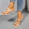 Fashion 2025 Summer Women's Fashion High Heels Sandals Square Toe Wine Glass Heeled Dress Shoes Woman Comfort Slip on Thin Strap Sandals