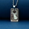 Stainless Steel Cat Tarot Card Necklace for Men Women Animal Divination Jewelry Accessory