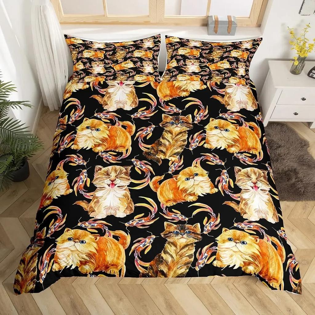 Set Lenjerie de Pat pentru Copii Câine Corgi Mărime King Queen Set Husă Plapumă Cățeluș Drăguț Desen Animat Animal de Companie Husă Plapumă Microfibră Husă Plapumă