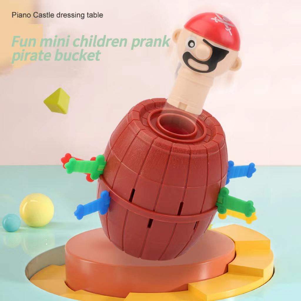 Mini Funny Pirate Barrel Toys Lucky Game Jumping Pirates Bucket Sword Stab Tricky Toy Family Interactive Games For Child Gift
