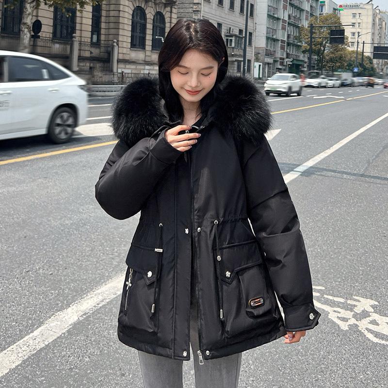 

Short-style School Overcomes Women s New Cotton-padded Jacket Winter Cotton-padded Jacket with Loose Cashmere and Thick Fur Collar. M