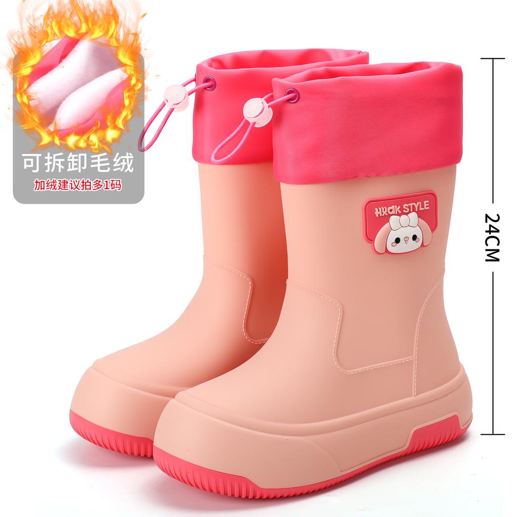 2025 new waterproof rain shoes women's fashion wear warm short rain boots Internet celebrity platform water shoes soft sole rubber shoes