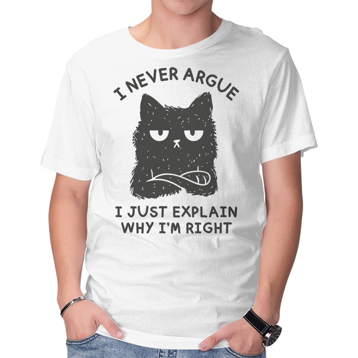 Unisex Crew Neck T-Shirt I Never Argue Graphic Short Sleeve Casual Tee XXL