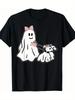 Funny Ghost Walking Dog Spooky Season Halloween Coquette T-Shirt-